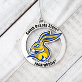 Fan Frenzy Gifts South Dakota St Jackrabbits Circle 2 Piece Officially Licensed Silver Two-Piece Colored Ornaments